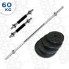 barra recta 220 + discos + mancuernas 60 kg