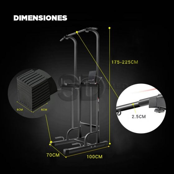 Máquina Pro Multifuncional Dominadas Barra Gym 30 En 1 Sd Med 8512