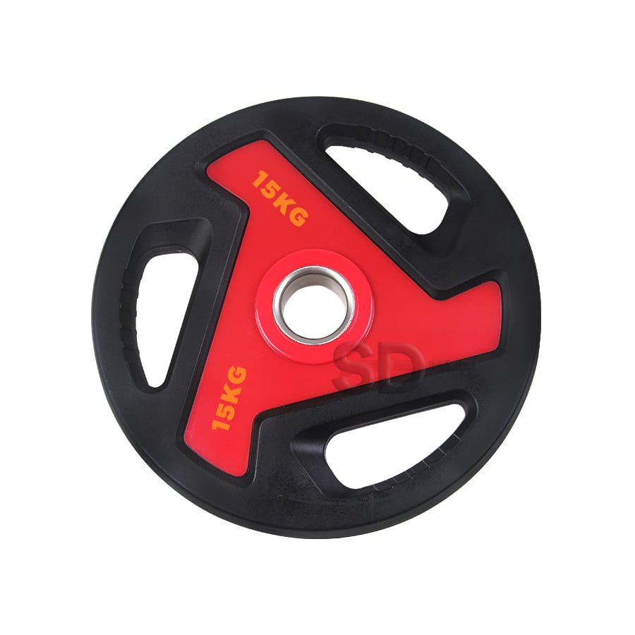 Disque Olympique 15 Kg – Roue De Musculation Avec Poignées, Revêtement PVC, Alésage 50 Mm – Version Non Droppable