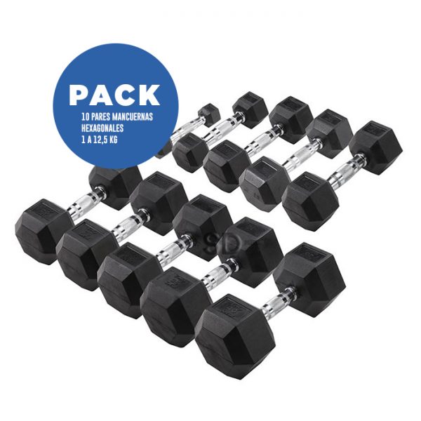 Pack Mancuernas Hexagonales PRO - 1 a 12,5 kg - SD MED