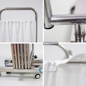 Biombo Clínico de 4 Cuerpos Acero Inoxidable Alto 180 cm - Sección 60 cm - Blanco JD-FS02 - Imagen 3