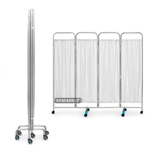 Biombo Clínico de 4 Cuerpos Acero Inoxidable Alto 180 cm - Sección 60 cm - Blanco JD-FS02 - Imagen 5